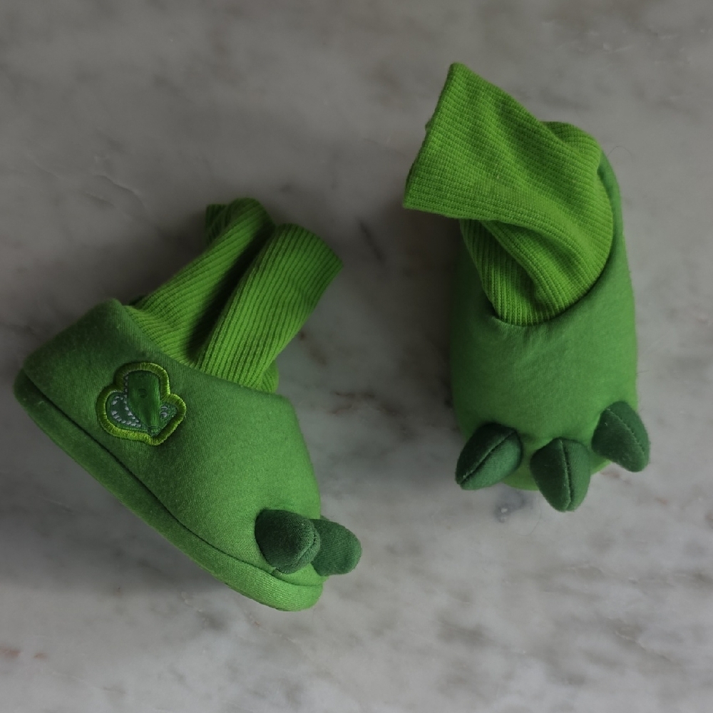 Toy Story Green Kids Rex Slipper Socks - Cozy Plush Footwear